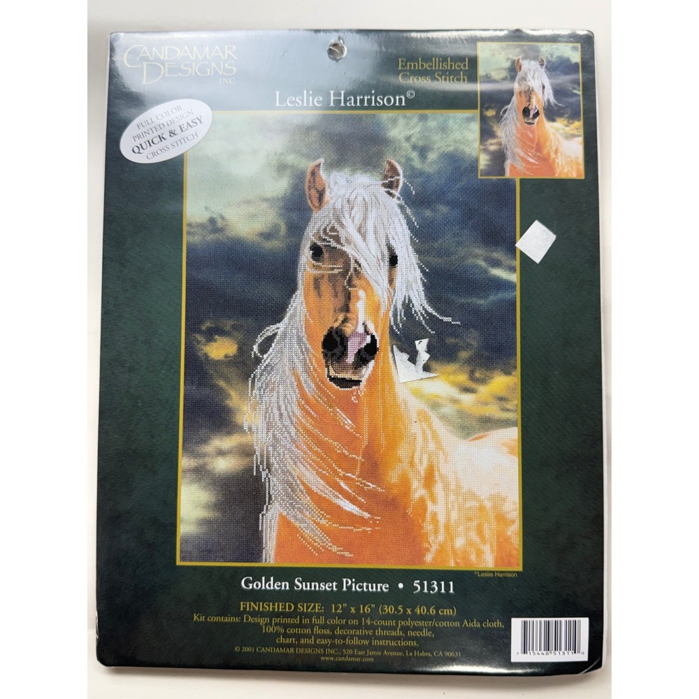 Vintage Candamar Designs Golden Sunset Horse Embellished Cross Stitch Kit #51311